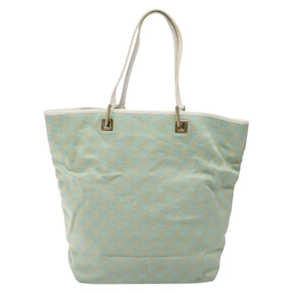 GUCCI GG Canvas Tote Bag Light Blue Gold 002 1098 Auth EC700 - Picture 3 of 16
